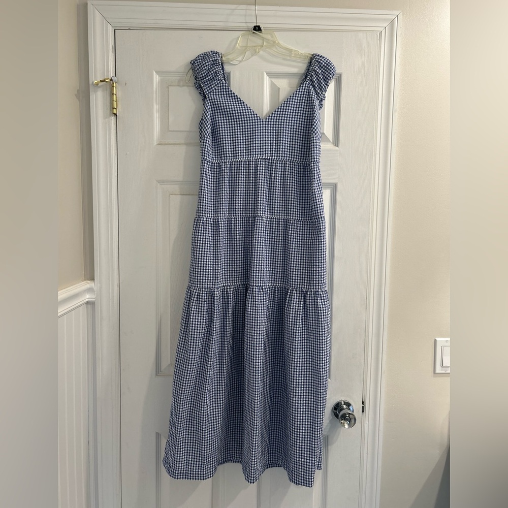 Old Navy Blue Gingham Sleeveless Maxi Dress